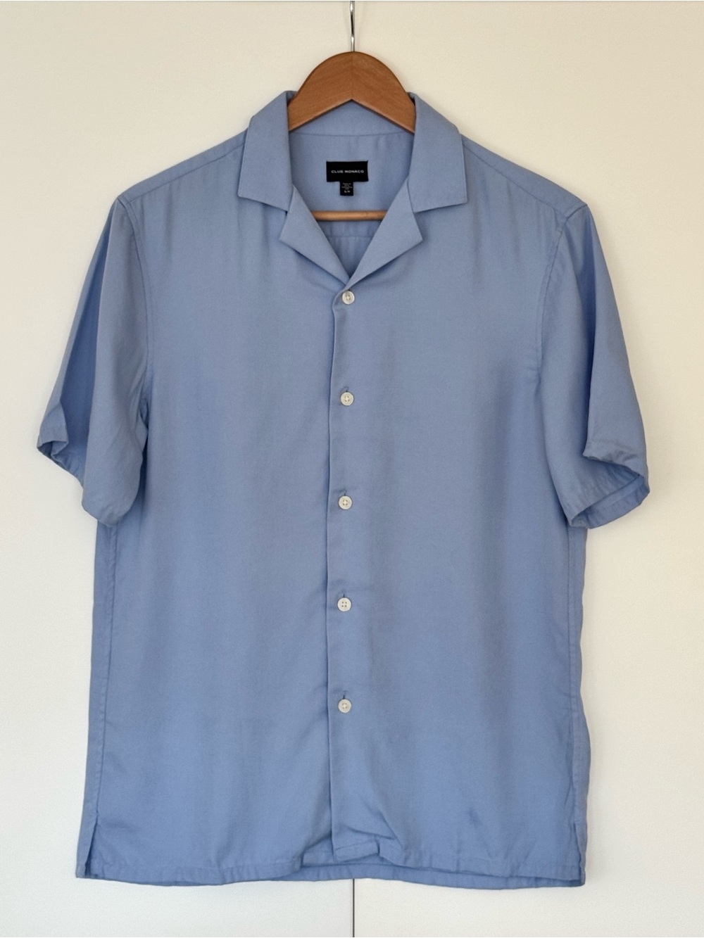 Club Monaco Camp‑Collar Shirt – Light Blue (Size S)
